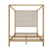 Canopy Bed With Tall Upholstered Headboard, 4 Poster Frame Hearth and Haven