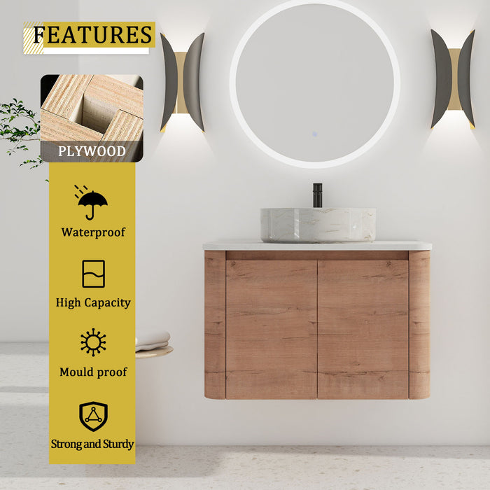 Wall Mounted Bathroom Vanity With Art Sink, 1 Soft Close Door Home Essentials