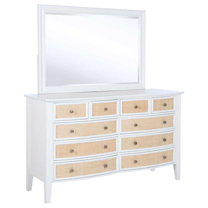 Talia - 10 Drawer Dresser And Mirror Set - White Furniture Max