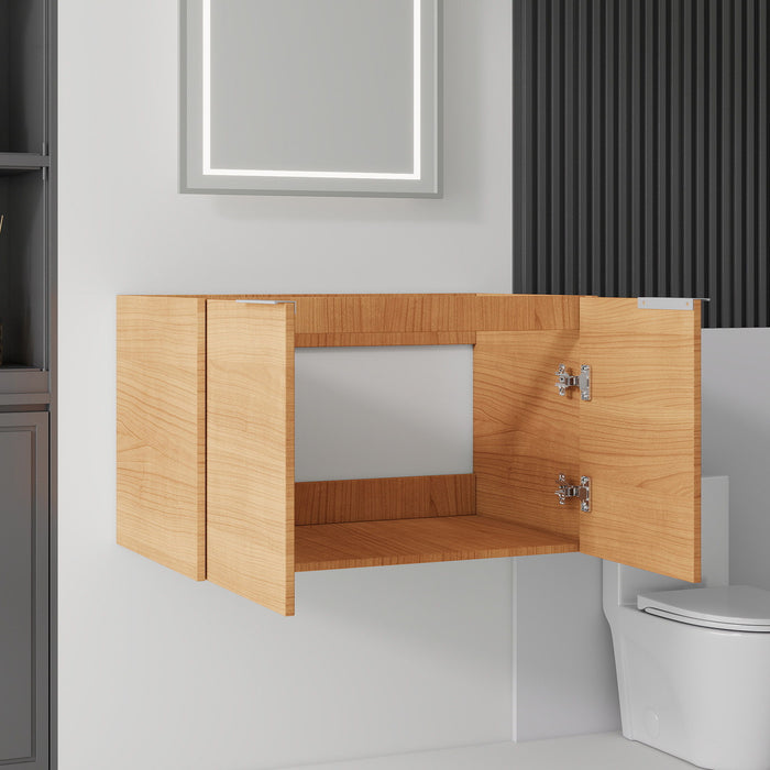 Floating Bathroom Vanity Cabinet & Soft Close Double Doors, Spacious Interior Storage, Wall Mounted, Cabinet Only Home Essentials