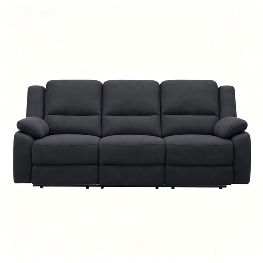3 Seat Manual Reclining Sofa With Deep Recline - Black Home Essentials