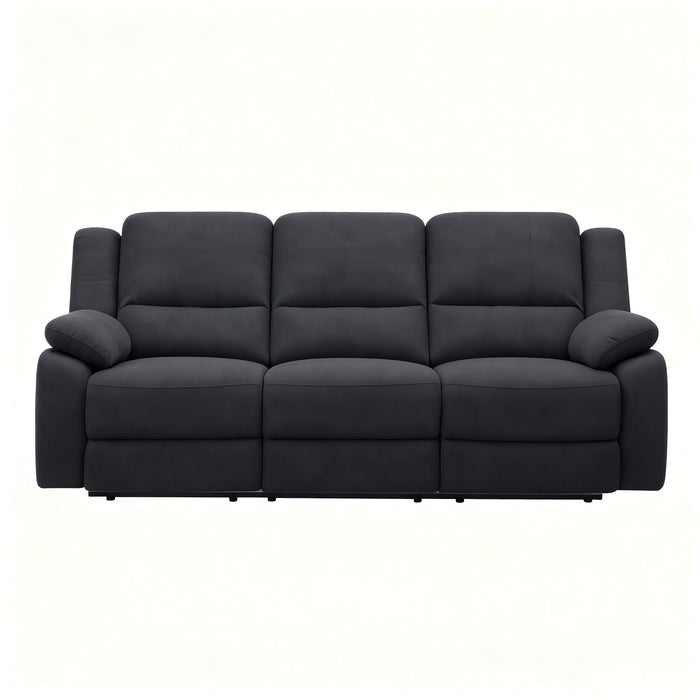 3 Seat Manual Reclining Sofa With Deep Recline - Black Home Essentials
