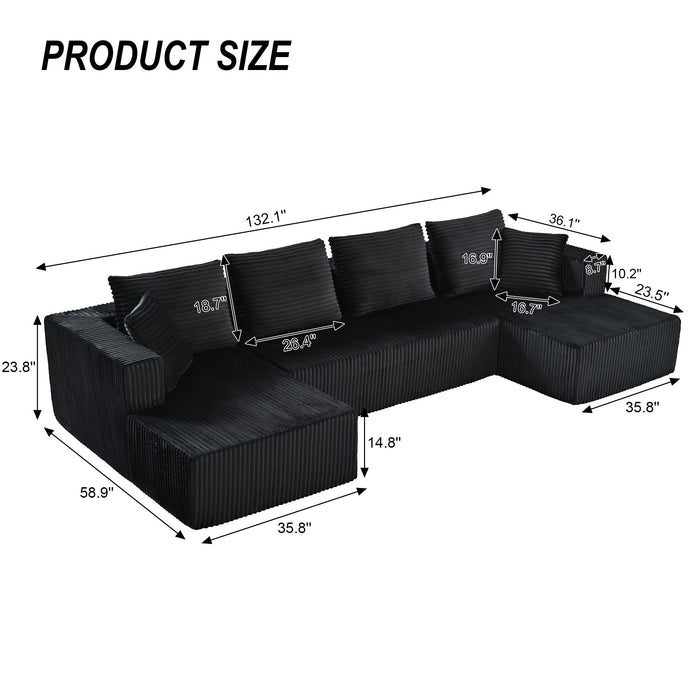 U-Shaped Modular Sectional Sofa With Double Chaise, Oversized Deep Seat For Living Room Home Essentials