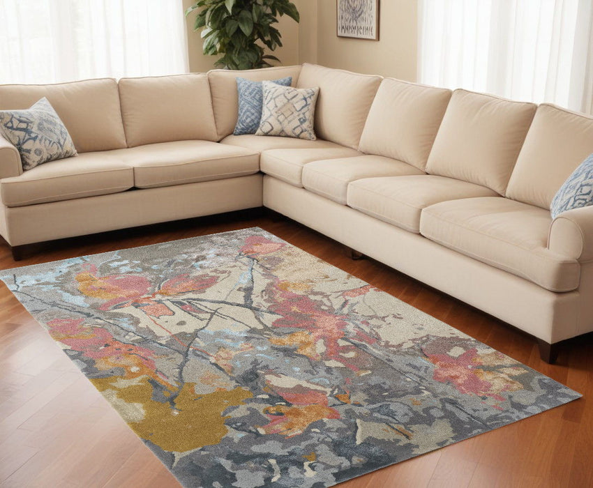 9' x 12' Floral Hand Tufted Area Rug - Ivory And Blue