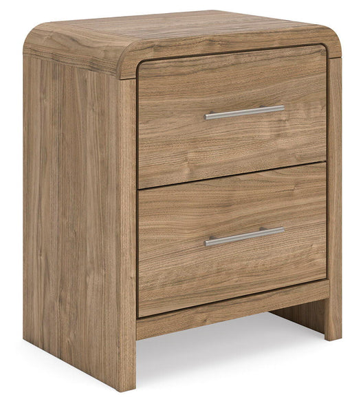 Gramburg - Two Drawer Night Stand - Warm Natural Brown Signature Design by Ashley®