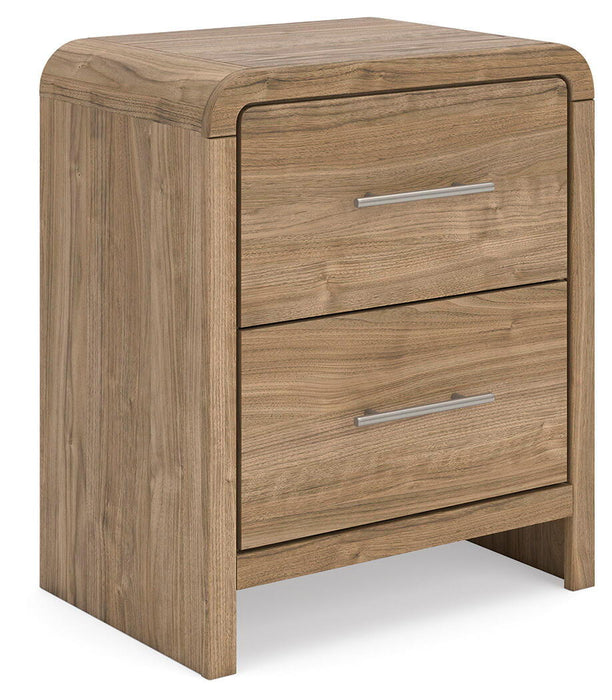 Gramburg - Two Drawer Night Stand - Warm Natural Brown Signature Design by Ashley®