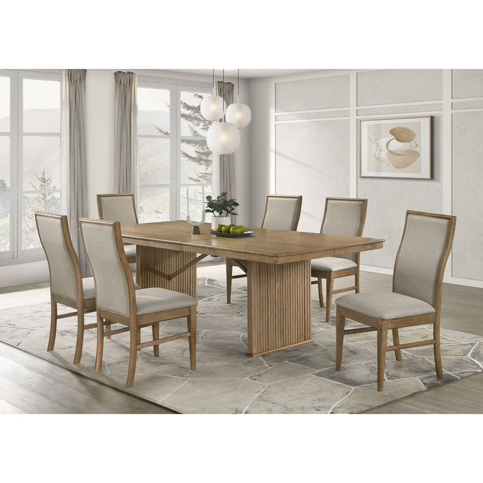 Dreydon - 7 Piece Dining Set With Upholstered Chairs - Light Brown Furniture Max