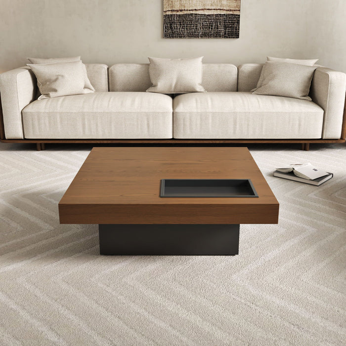 Square Floating Coffee Table For Living Room - Dark Walnut Home Essentials