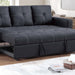 Sectional Sofa Pull Out Bed Upholstered Tufted Convertible Couch - Black Home Essentials