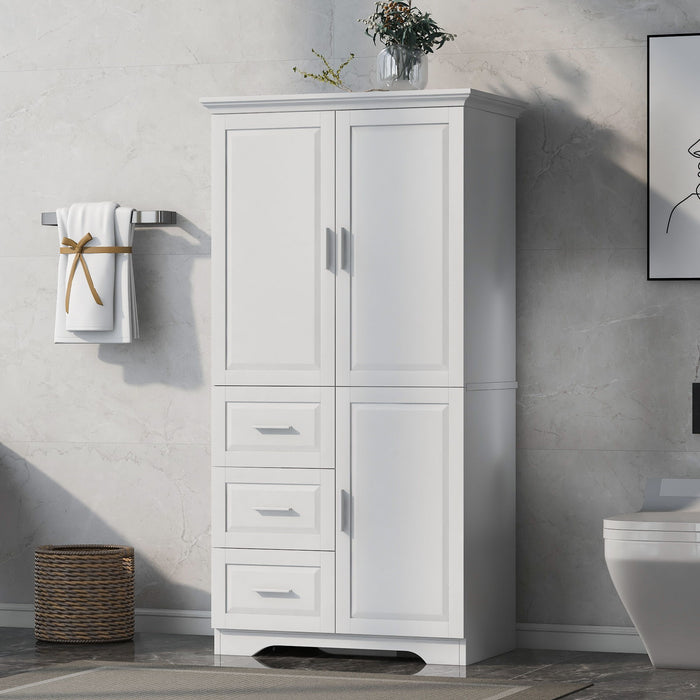 Tall Wide Storage Cabinet With Doors, 3 Drawers Hearth and Haven