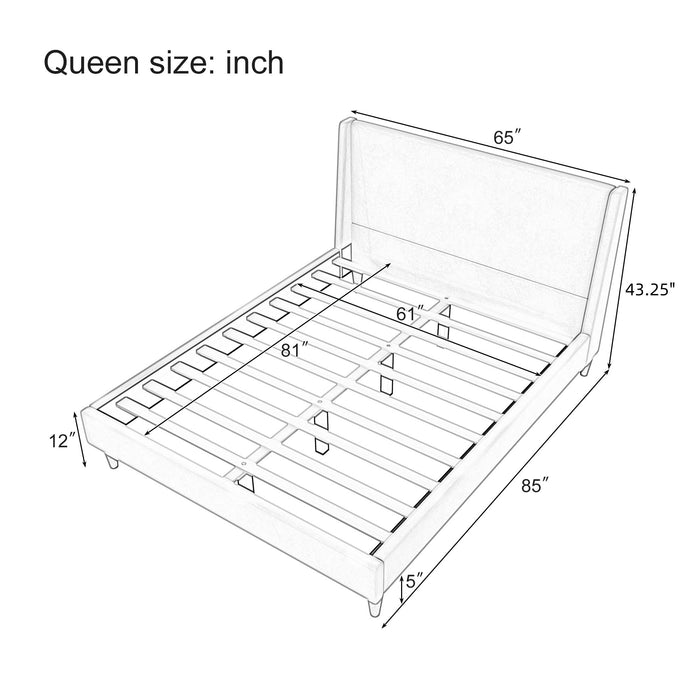Upholstered Modern Platform Bed With Wingback Headboard Hearth and Haven