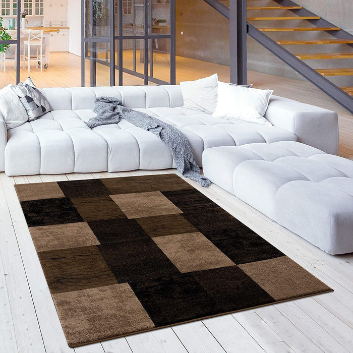 5' x 7' Checkered Dhurrie Area Rug - Brown