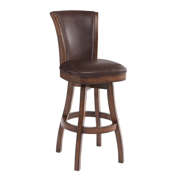 Faux Leather Wood Swivel Counter Height Bar Chair 42" - Brown