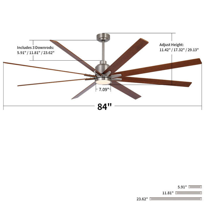 Oversized Large Ceiling Fan With Dimmable LED Light, 8 Blades, Remote Control Daily Nest