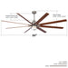 Oversized Large Ceiling Fan With Dimmable LED Light, 8 Blades, Remote Control Daily Nest
