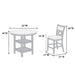 5 Piece Counter Height Dining Set With Storage Shelves Round Table And Upholstered High Chairs - Gray Home Essentials