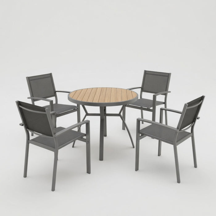 5 Piece Patio Dining Set & Table And Chairs For Outdoor Use - Gray Home Essentials