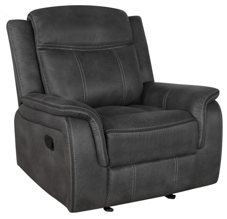 Lawrence - Upholstered Padded Arm Glider Recliner - Charcoal