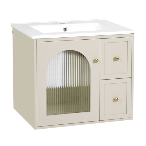 Wall-Mounted Bathroom Vanity Set With Sink, 2 Drawers And Soft-Close Door Hearth and Haven