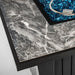 Morden Steel Fire Pit Table With Marble Tile Tabletop, Glass Wind Guard And Lid Patioseek