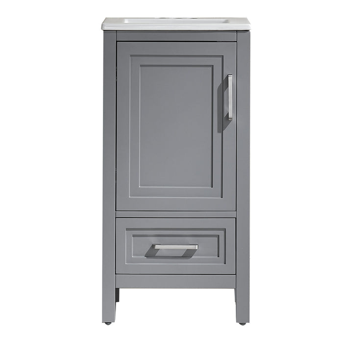 Fully Assembled 18'' Freestanding Single Bathroom Vanity With Ceramic Top - Gray Home Essentials