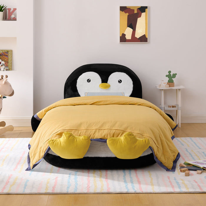 Twin Size Penguin Shaped Bed, Lounger Chair For Kids Bedroom - White / Black Home Essentials