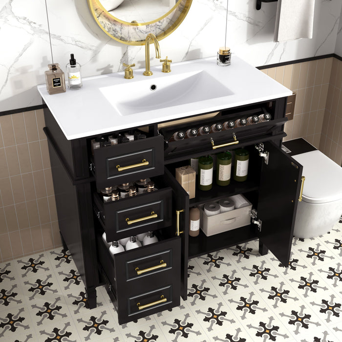 Bathroom Vanity With Sink, 4 Drawers, 2 Doors Hearth and Haven