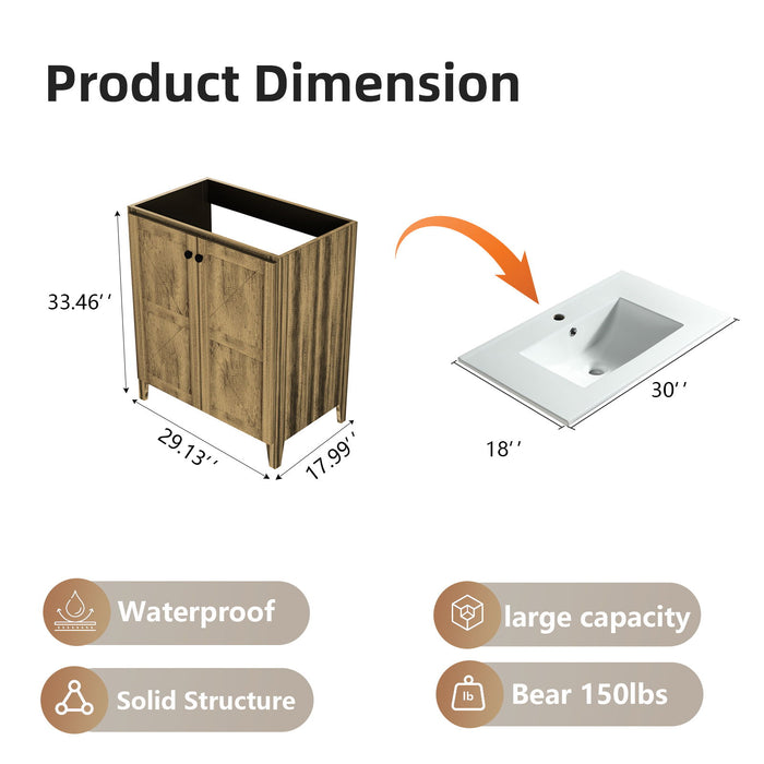 Folding Floor Cabinet With Ceramic Sink, Space Saving