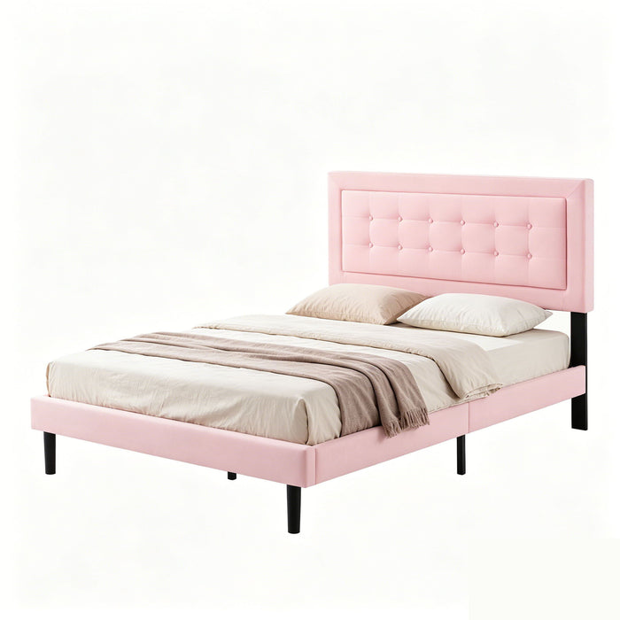 Upholstered Platform Bed With Slats Home Essentials