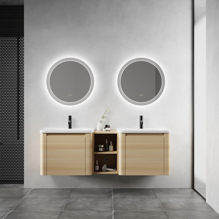 Wall Mounted Bathroom Vanity With Sink And Storage Shelves, Soft Close Doors Home Essentials