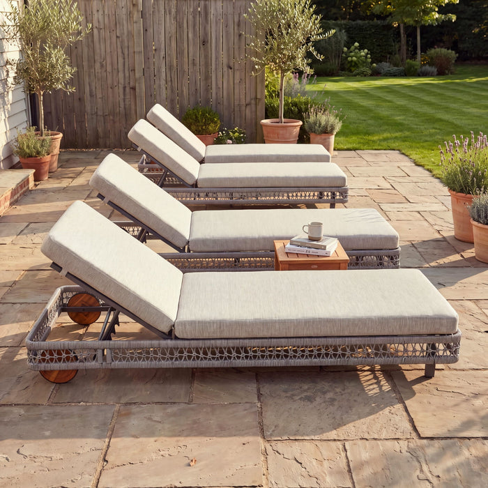 Outdoor Chaise Lounge & Wheels, 5 Position Adjustable Backrest Noble House