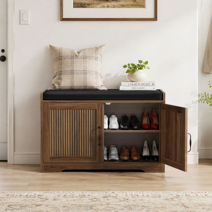 Entryway Shoe Bench With Double Doors Home Essentials