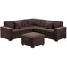 4 Piece Sectional Set With USB Ports, Left Arm Facing / Right Arm Facing Loveseat, Corner Wedge, Cocktail Ottoman, 2 Pillows - Chocolate Home Essentials