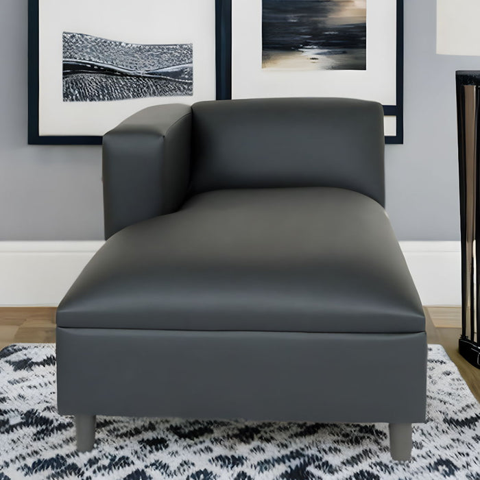 Faux Leather Lounge Chair - Black