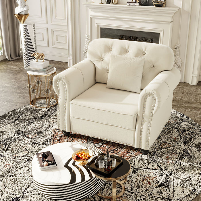 Upholstered Sofa With Nailhead Trim And Rolled Armrests