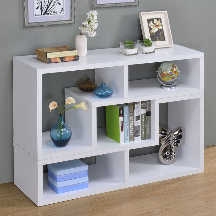 Convertable L-Shaped Bookcase With Open Shelves - White Furniture Max