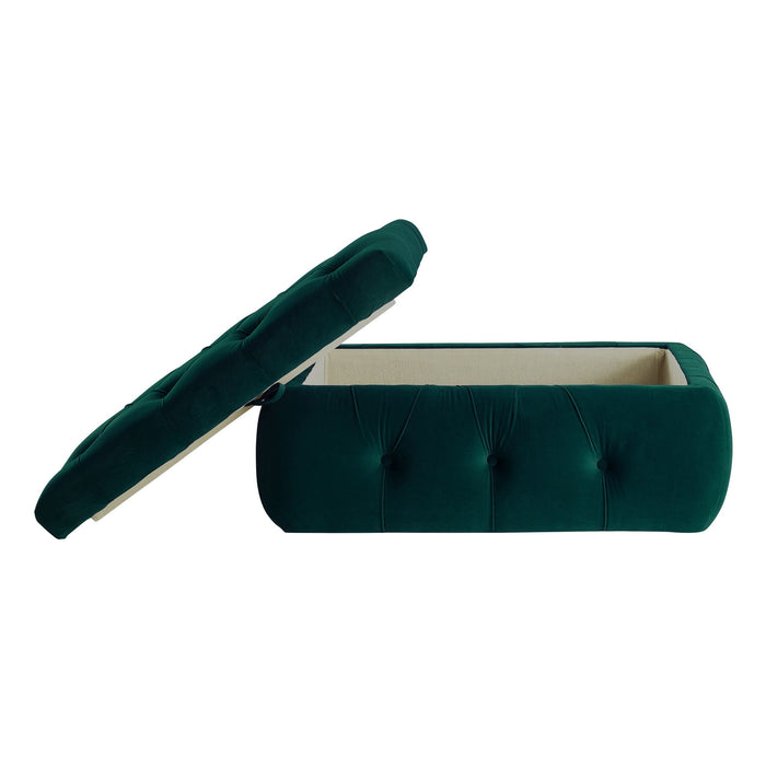 Velvet Tufted Storage Ottoman - Green