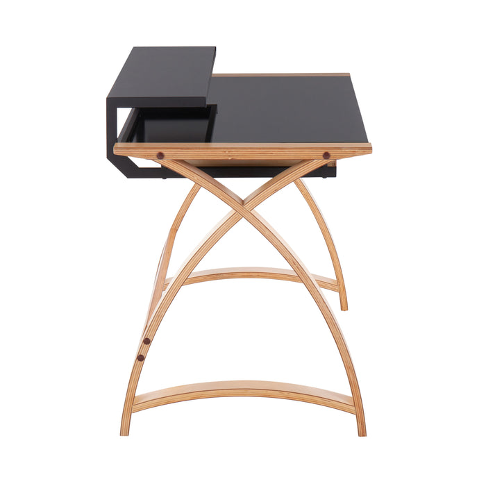 Bentley - Mid-Century Modern Office Desk - Natural / Black