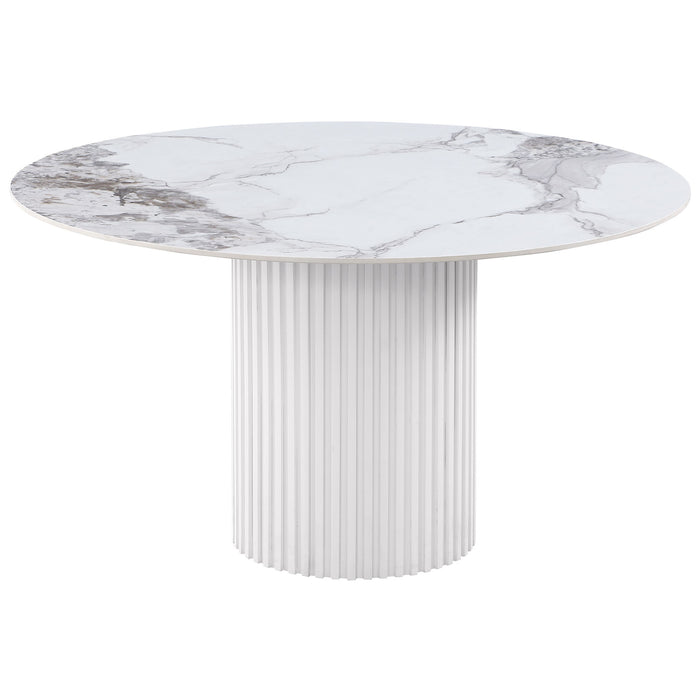 Quincy - Round Dining Table - White Marble Furniture Max