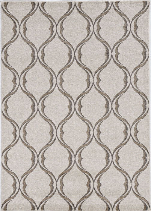 7' X 11' Machine Woven UV Treated Ogee Indoor / Outdoor Area Rug - S / Ivory