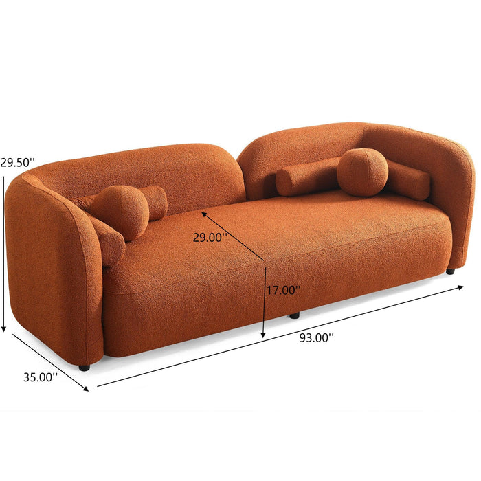 Donna - Japandi Style Boucle Sofa - Brown / Burnt Orange / Orange