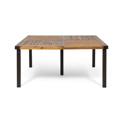 Lankershim - Modern Industrial Dining Table With Acacia Wood Slat Design - Teak Noble House