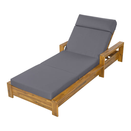 Chaise Lounge Set With 4 Fold Cushion And Built In Headrest, 3 Position Adjustable Noble House