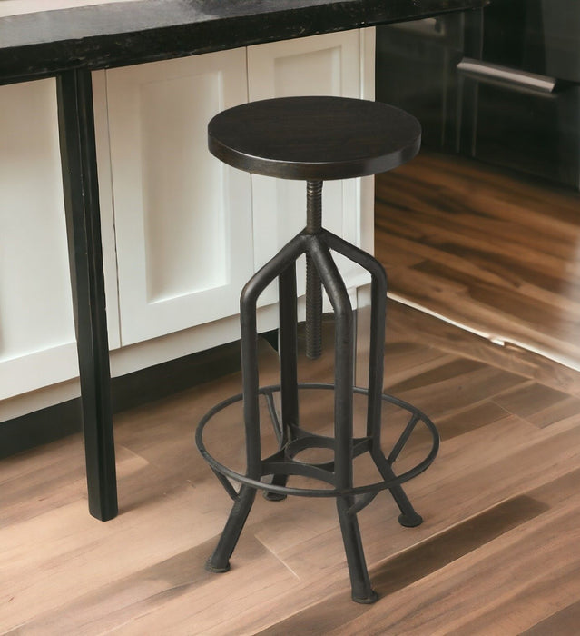 And Swivel Backless Bar Chair - Black