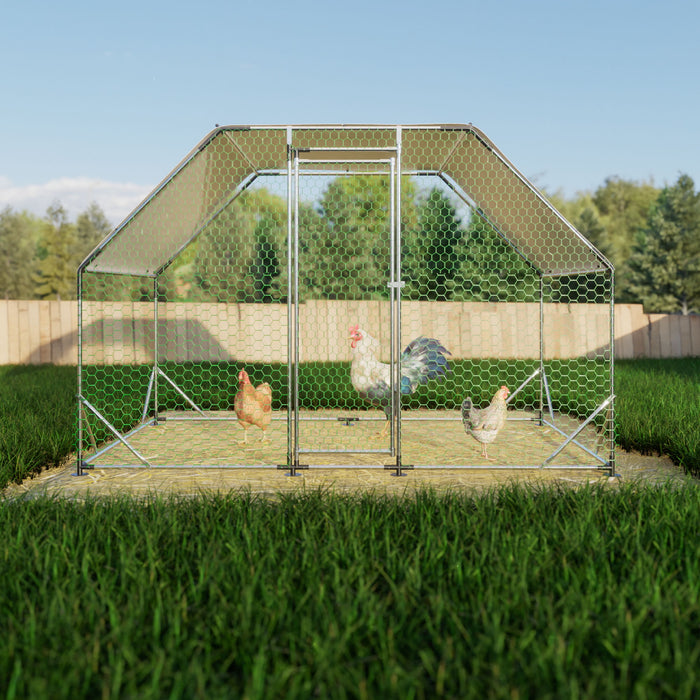 Metal Large Chicken Coop Walk-In Poultry Cage Run Flat Shaped With Waterproof