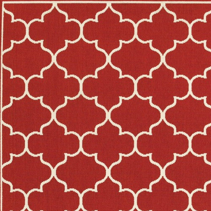 4' X 6' Indoor / Outdoor Area Rug - Red / Ivory