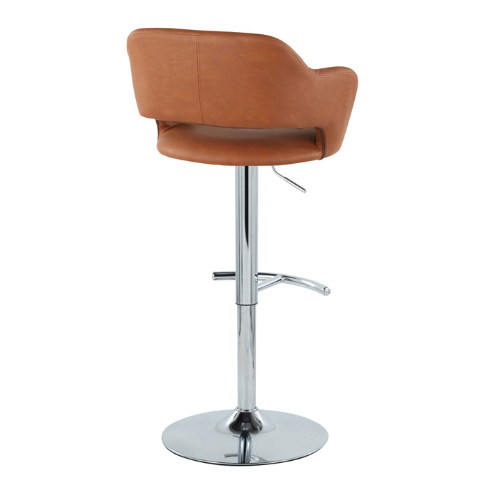 Margarite - Contemporary Ajustable Barstool With Swivel With Rounded T Footrest (Set of 2)