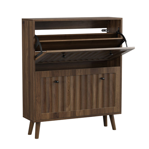 Shoe Cabinet, Storage Unit For Hallways - Walnut Home Essentials