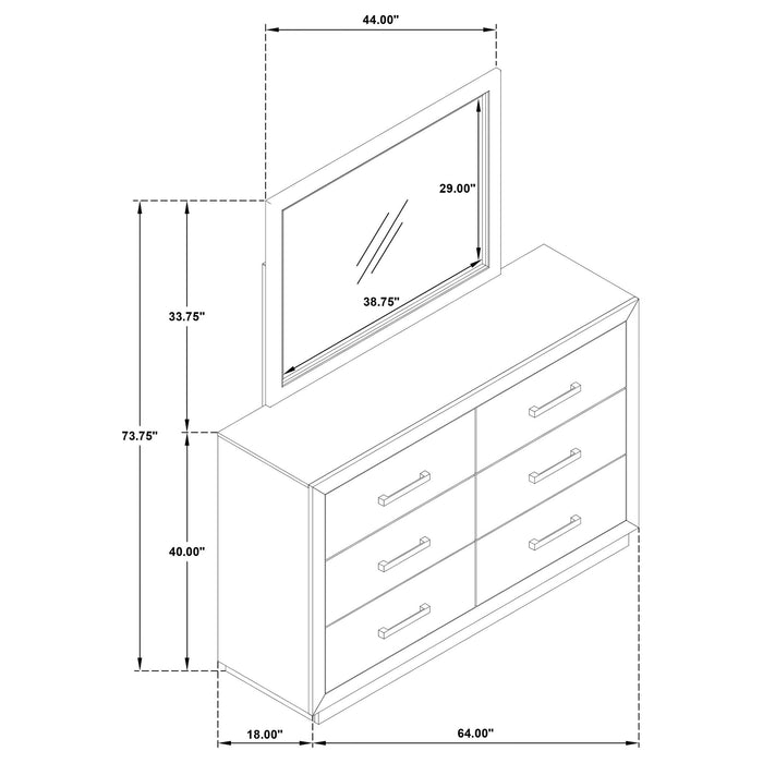 Gibbons - 6 Drawer Dresser And Mirror Set - Brown Furniture Max