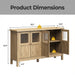 Buffet Cabinet With 4 Doors, Adjustable Shelves Handles - Natural Home Essentials